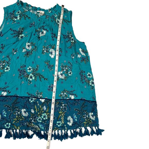 John Paul Richard Sleeveless Blouse Floral Crew Neck Tassel Tank Boho Women's M - Picture 5 of 9